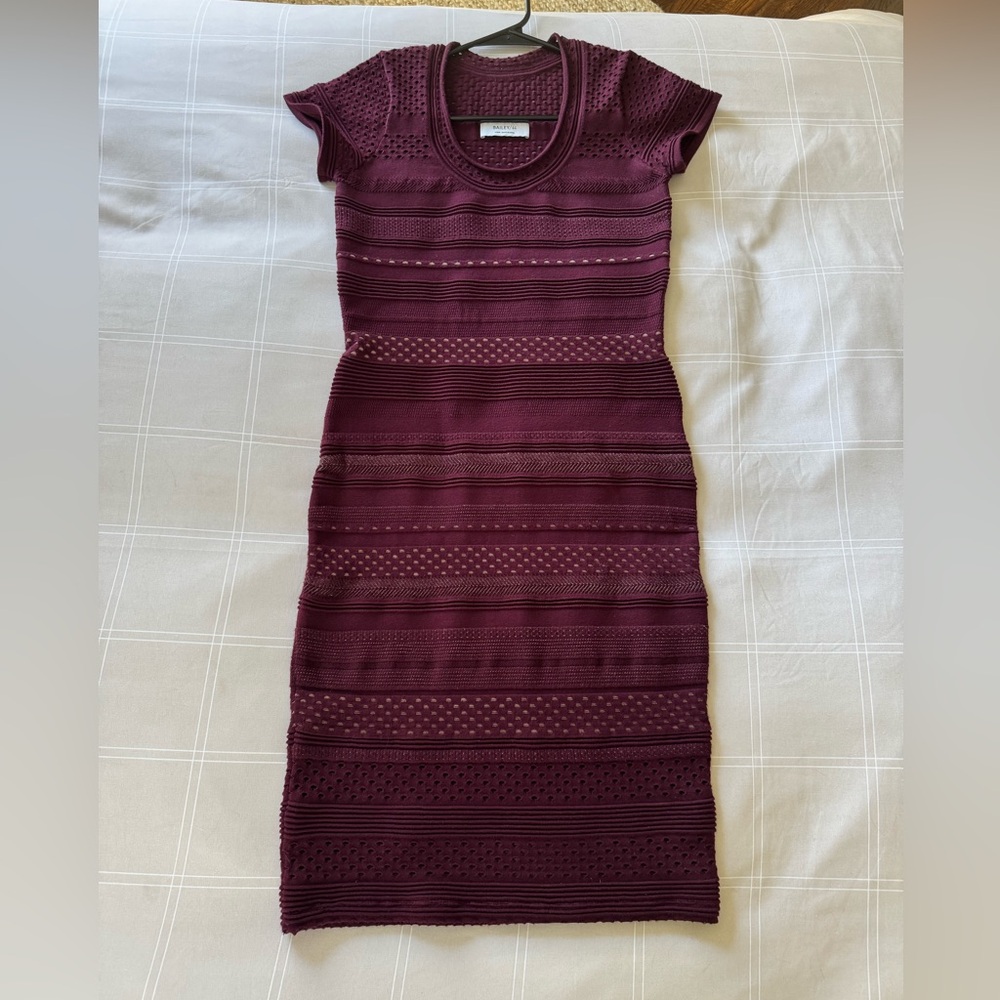 Bailey 44 Maroon Textured Knit Midi Dress